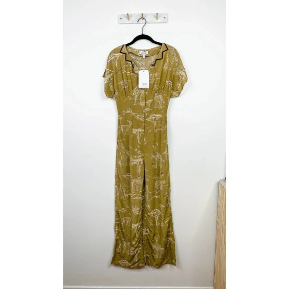 & OTHER STORIES safari print tan white jumpsuit size 0 - Picture 2 of 8